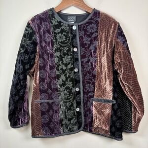 Koos of Course Art to Wear Silk Blend Velvet Burnout Quilted Jacket 1X Boho